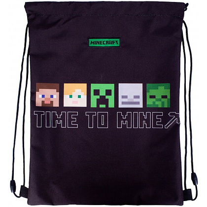 Мешок для обуви "Minecraft Alex&Steve", 33x44 см, черный