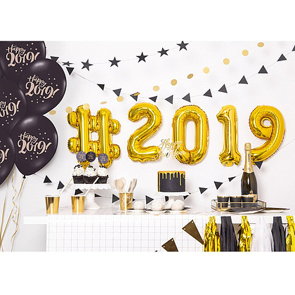 Шар фольгированный цифра "0", 35 см, золотистый - 2