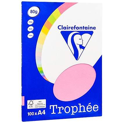 Бумага цветная "Trophée", А4, 100 листов, 80 г/м2, розовый неон
