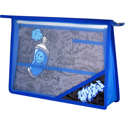 Папка для труда "Стрит-арт", А4, пластик, синий