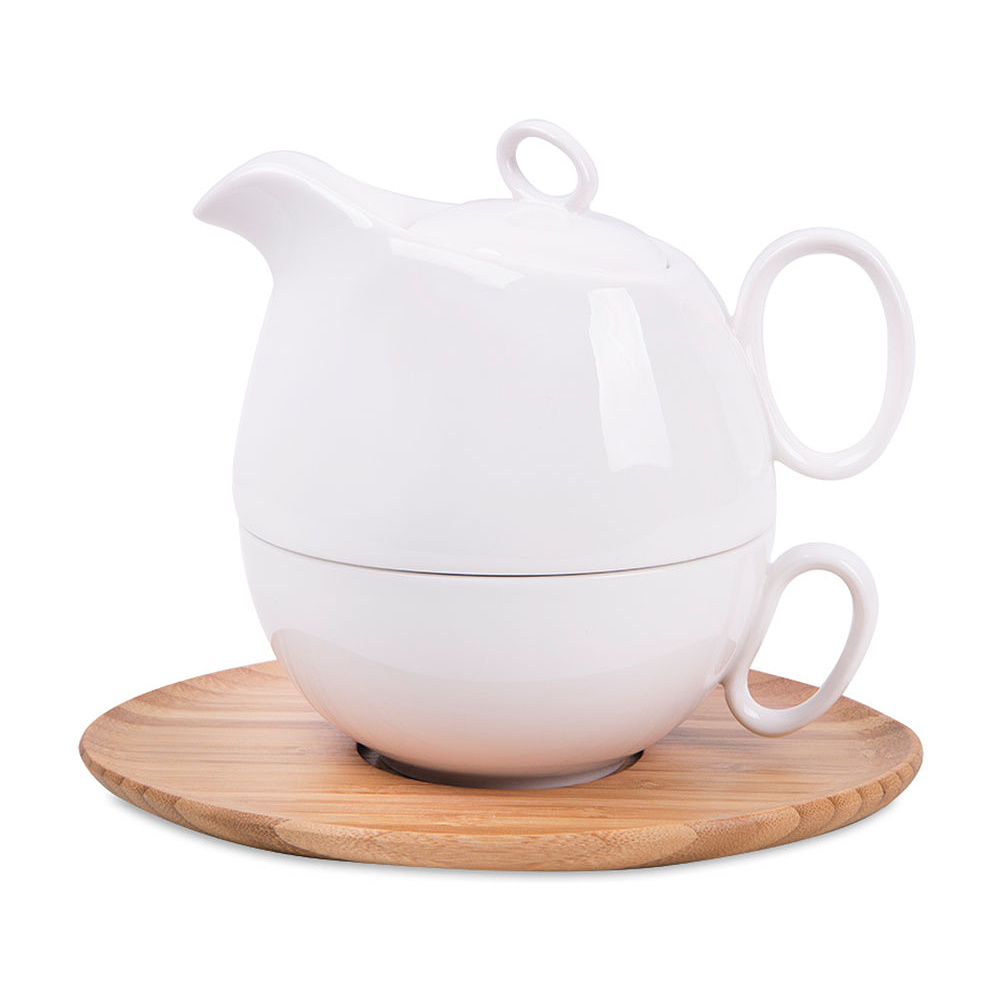 Набор чайный "Мила", фарфор, коричневый, белый