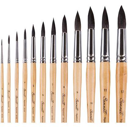 Кисть "Сонет", белка микс, круглая, на короткой ручке, №7 - 2