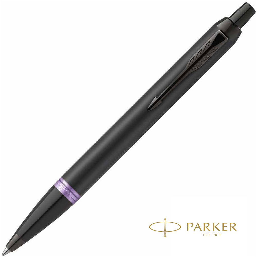 Ручка шариковая автоматическая Parker "IM Vibrant Rings K315", 0,7 мм, черный, фиолетовый, стерж. синий