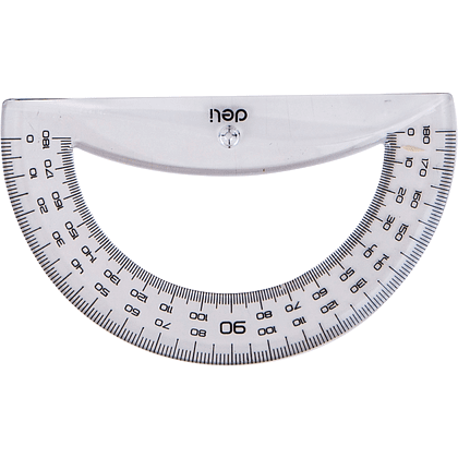 Набор чертежный "Deli EG00512": линейка 30 см, треугольник 45 и 60 гр, транспортир 180 гр, прозрачный - 5