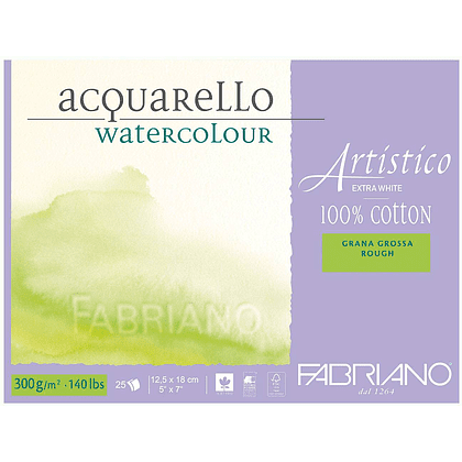 Блок-склейка бумаги для акварели "Artistico Extra White", 12.5x18 см, 300 г/м2, 25 листов