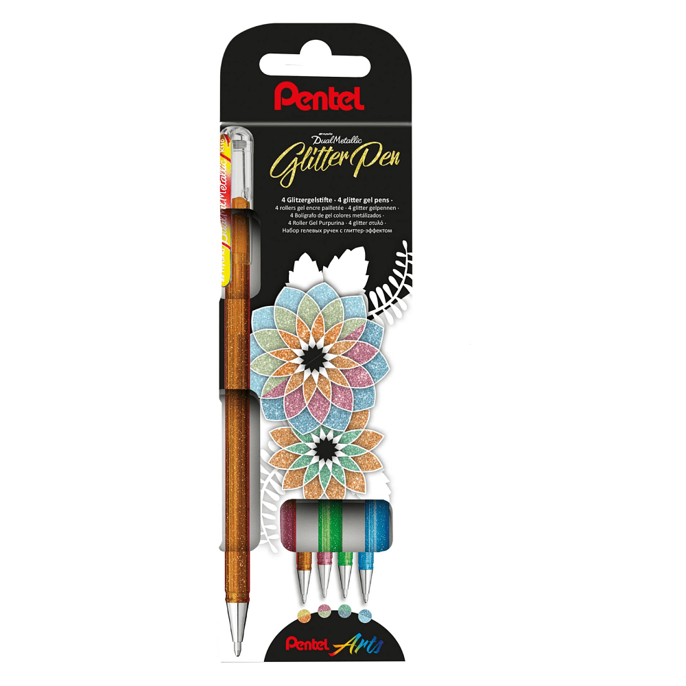 Набор ручек гелевых "Pentel Dual Metallic", 4 шт, ассорти