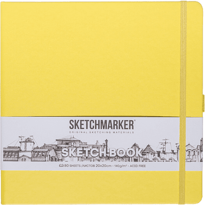 Скетчбук "Sketchmarker", 80 листов, 20x20 см, 140 г/м2, лимонный 