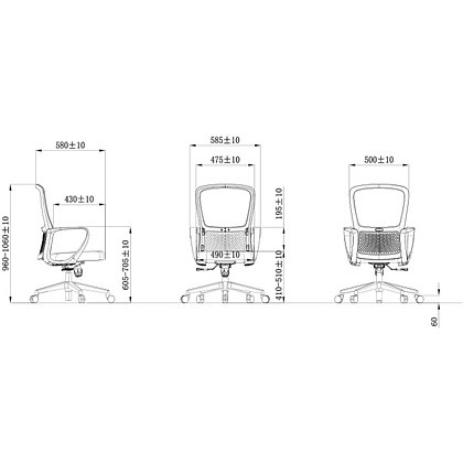 Кресло для персонала SitZone U-069B, сетка, ткань, пластик, черный, 2 шт/упак, -30% - 5