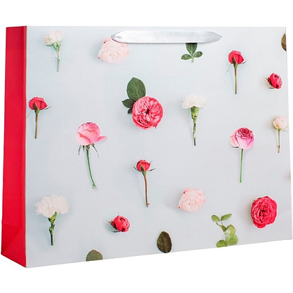 Пакет бумажный подарочный "Ты прекрасна", 27x23x11.5 см, голубой, розовый