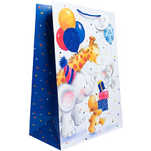 Пакет бумажный подарочный "Зверята", 33x45.7x17 см, ассорти