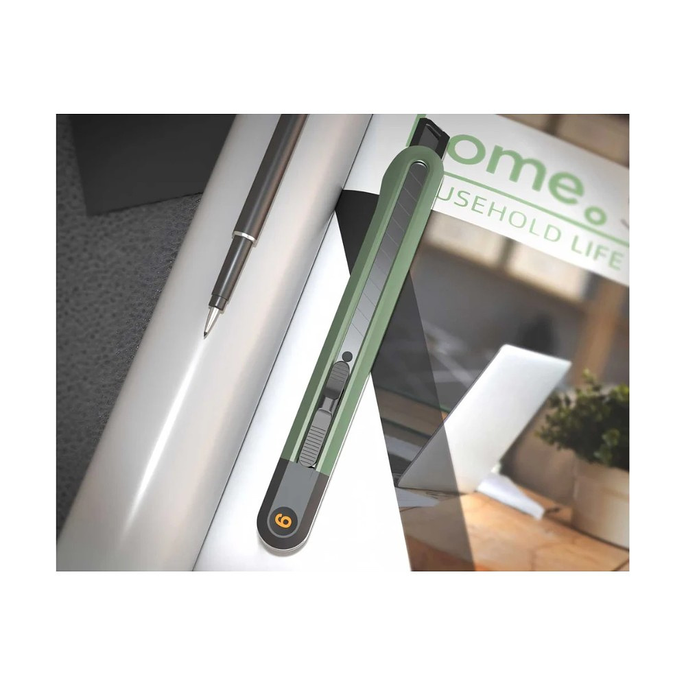 Набор ножей строительных Deli HSEHT4003L, 3 шт (ножи 9мм/18мм/трапеция), Soft Touch, зеленый - 12