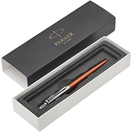 Ручка шариковая автоматическая "Parker Jotter Chelsea Orange CT", 0.7 мм, оранжевый, серебристый, стерж. синий - 3