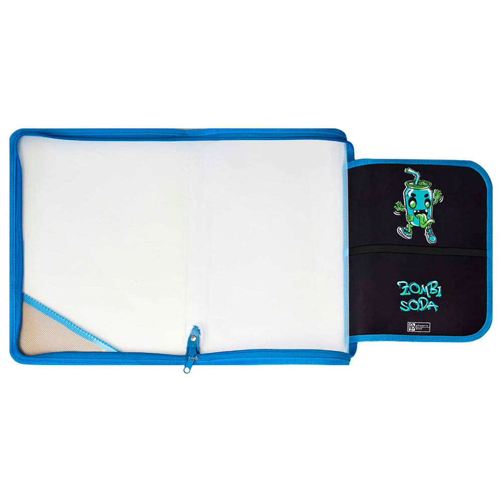 Папка для труда "Зомбо банка", А4, на молнии, голубой, черный - 5