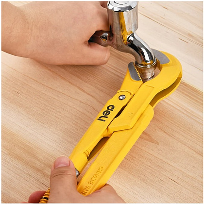 Ключ трубный Deli YS EDL105255 1.5", тип S, расрытие губок 55 мм, желтый - 5