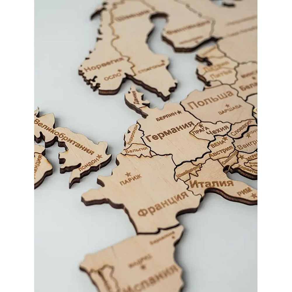 Декор на стену "Карта мира" многоуровневый на стену, L 3145, натуральный, 60x105 см - 7