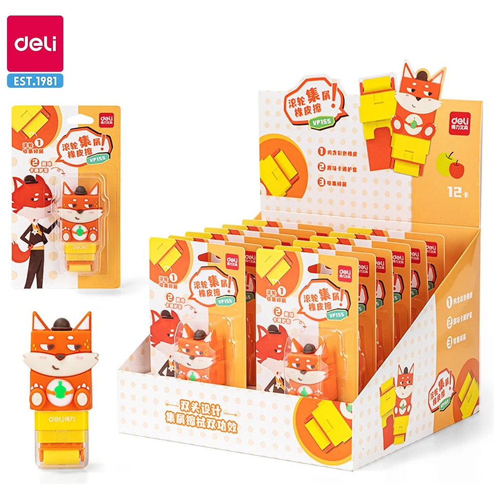 Ластик Deli "Fox", роллер, оранжевый, блистер - 2