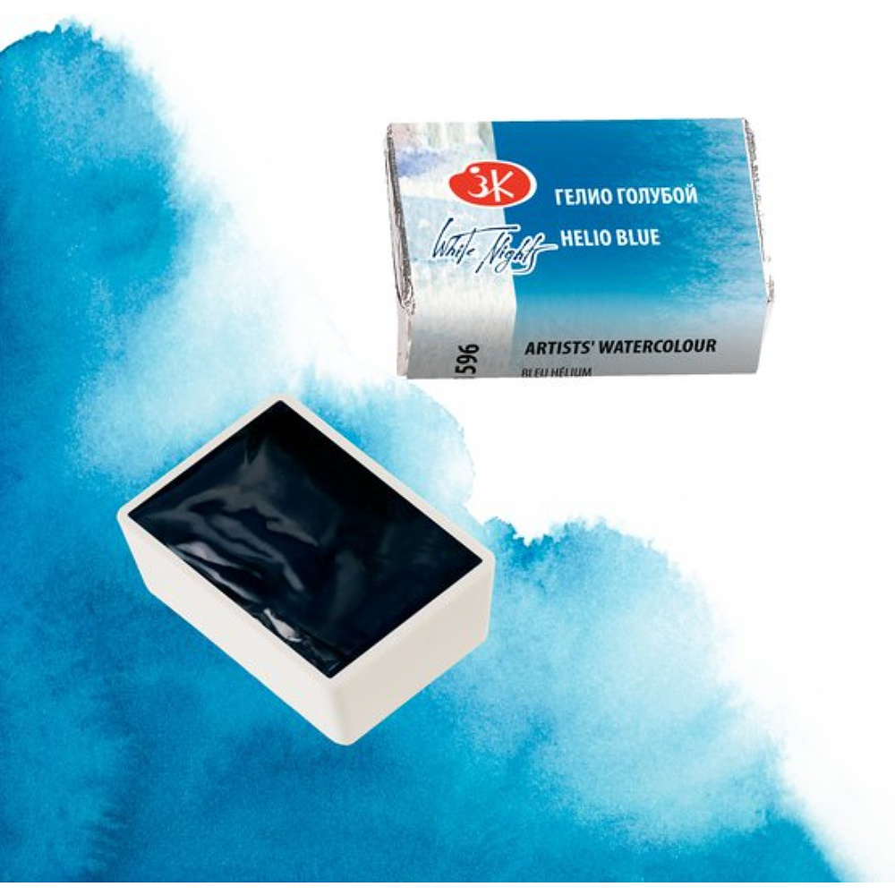 Краски акварельные "Белые ночи", 596 гелио голубой, кювета - 5