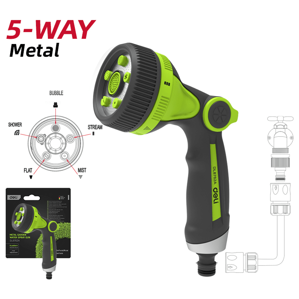 Пистолет-распылитель Deli GS EDL8762A , 3/4", 5 функций - 2