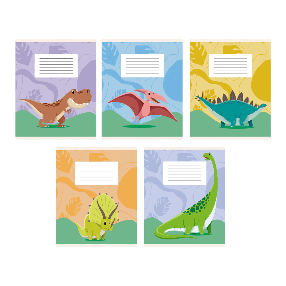 Тетрадь "Динозаврики", А5 12 листов, клетка, ассорти 