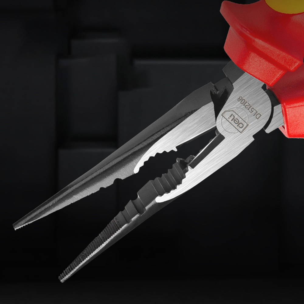 Длинногубцы диэлектрические Deli YS EDL512108, 200 мм, красный, желтый - 3