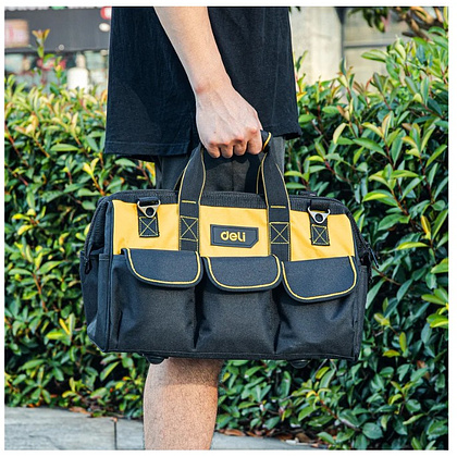 Сумка для инструментов Deli YS EDL430117, 400х200х270 мм, ткань Oxford, черный, желтый - 13