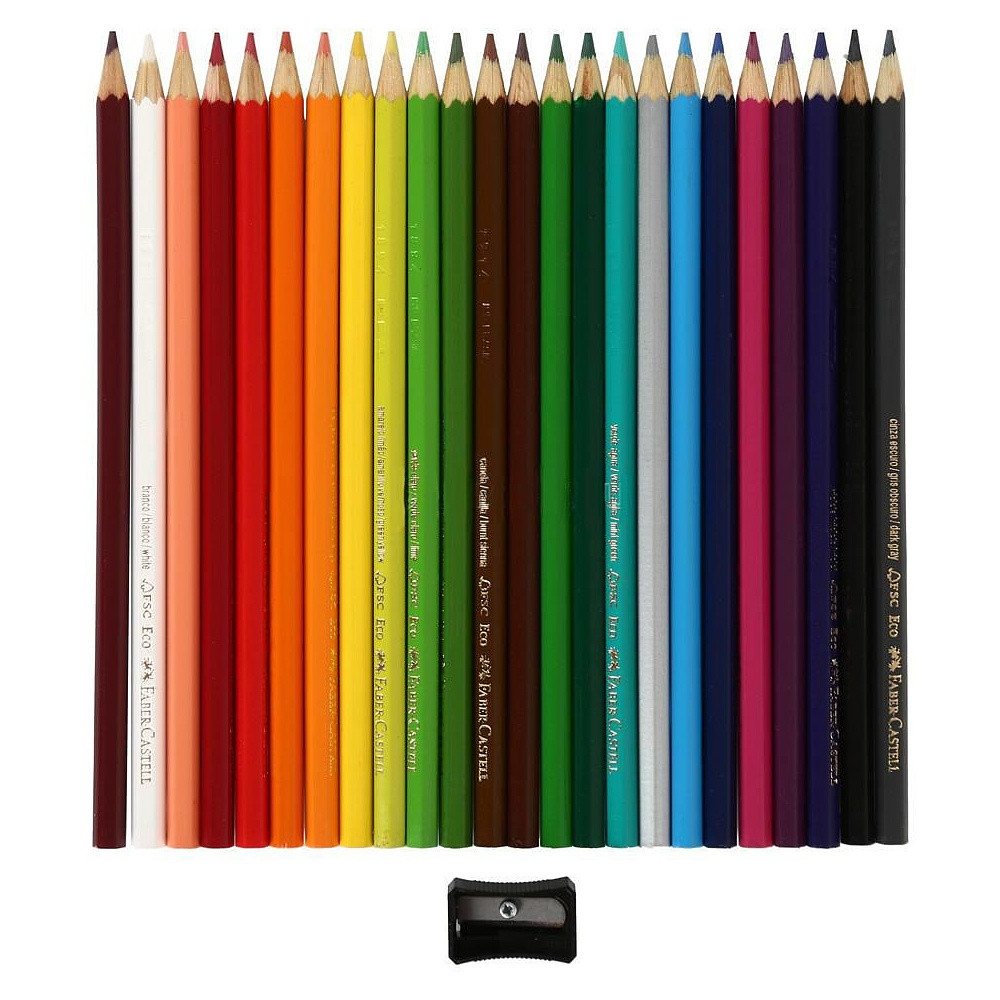Цветные карандаши "Faber-Castell Eco" + точилка, 24 цвета - 2