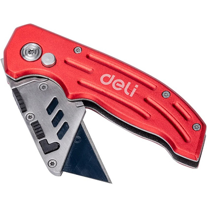 Нож строительный складной Deli RS EDL040, трапеция, 19T, красный - 7