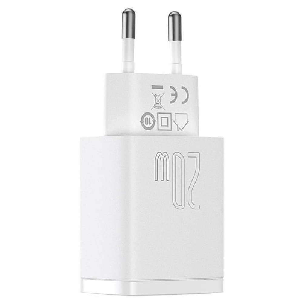 Сетевое зарядное устройство Baseus "CCXJ-B02", Compact Quick Charger USB+Type-C 20W, белый