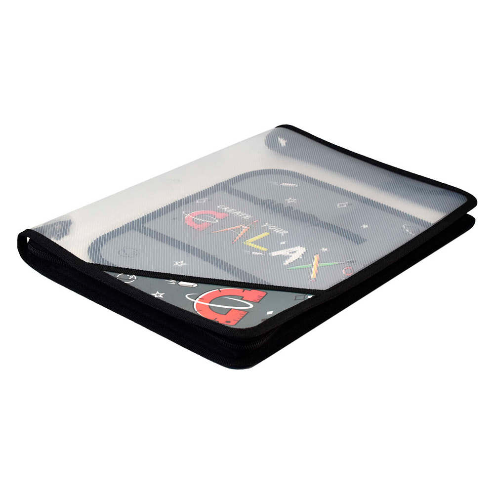 Папка для труда "Гэлэкси", А4, на молнии, серый, черный - 3