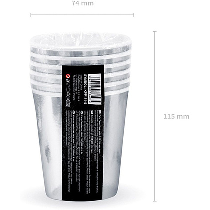 Стакан бумажный, 6 шт, 180 мл, серебристый - 4