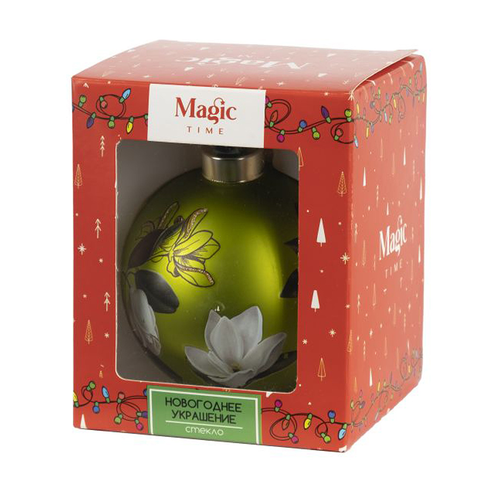 Шар елочный матовый "Ботаника",  d8 см, фисташковый - 2