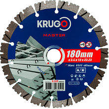 Круг алмазный по бетону Krugo Master, 180х22.23 мм