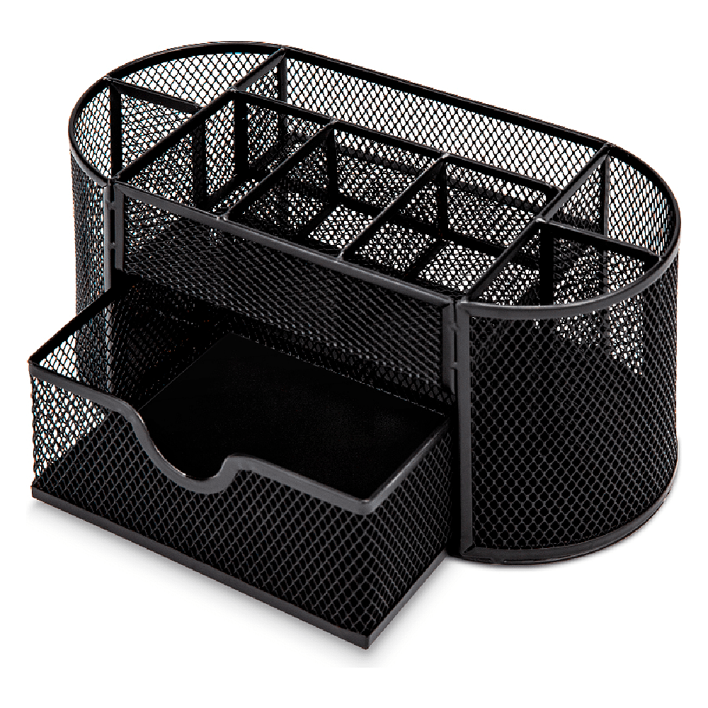 Подставка для канцелярских мелочей Deli "Овальная", 220x112x104 мм, черный