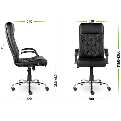 Кресло для руководителя Верона К-10 В хром "Z-11", кожзам, металл, черный - 6