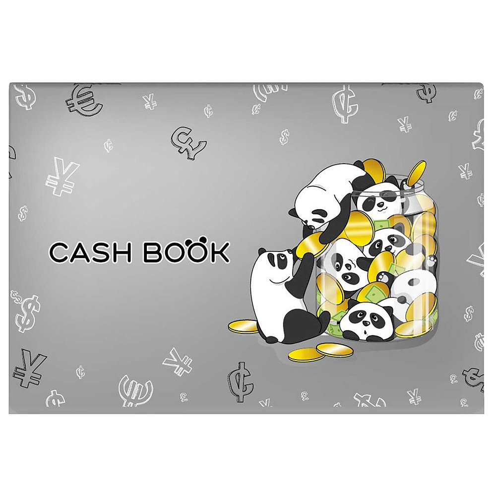 Книга записная "Панды", А6, 64 страницы, линейка, серый