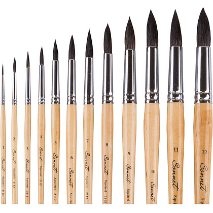 Кисть "Сонет", белка микс, круглая, на короткой ручке, №2 - 2