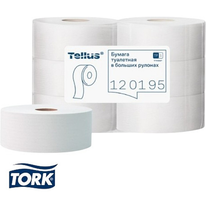Бумага туалетная Tellus Стандарт ТP1, в больших рулонах, 525 м, 1 слой