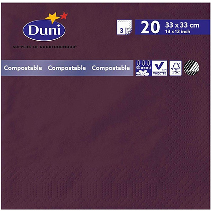 Салфетки бумажные "Duni", 33x33 см, 3 слоя, 20 шт, сливовый - 2