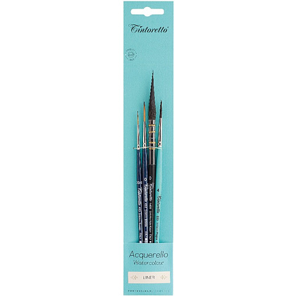 Кисть "Tintoretto. Liners watercolor selection", синтетика, набор 4 шт. 