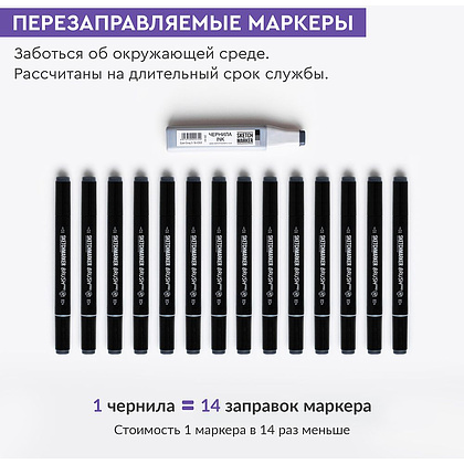 Набор маркеров перманентных двусторонних "Sketchmarker BRUSH Gray Set", 12 шт. - 6