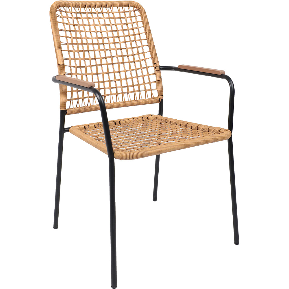 Кресло садовое AksHome BERGAMO, PE искусственный ротанг, черный, коричневый