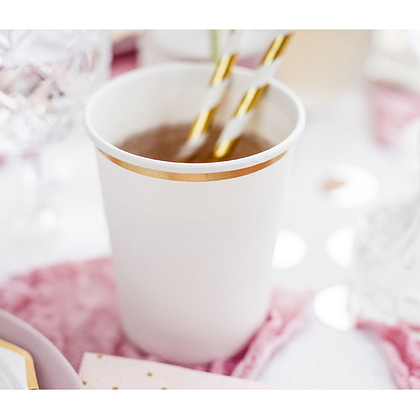 Стакан бумажный "KPP30-008", 6 шт, 260 мл, белый , золотистый - 2