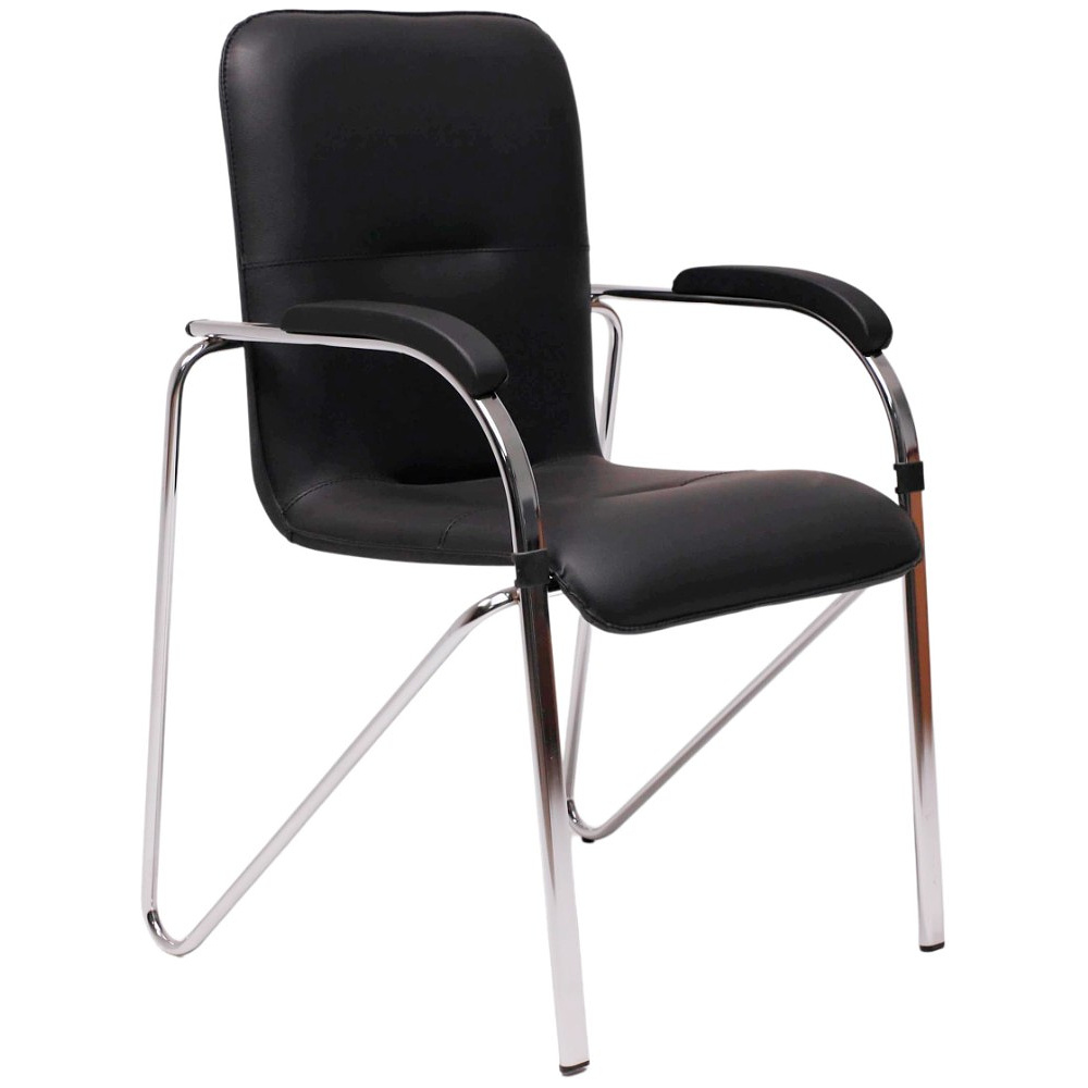 Кресло для посетителей SitUp Samba Chrome, экокожа черный