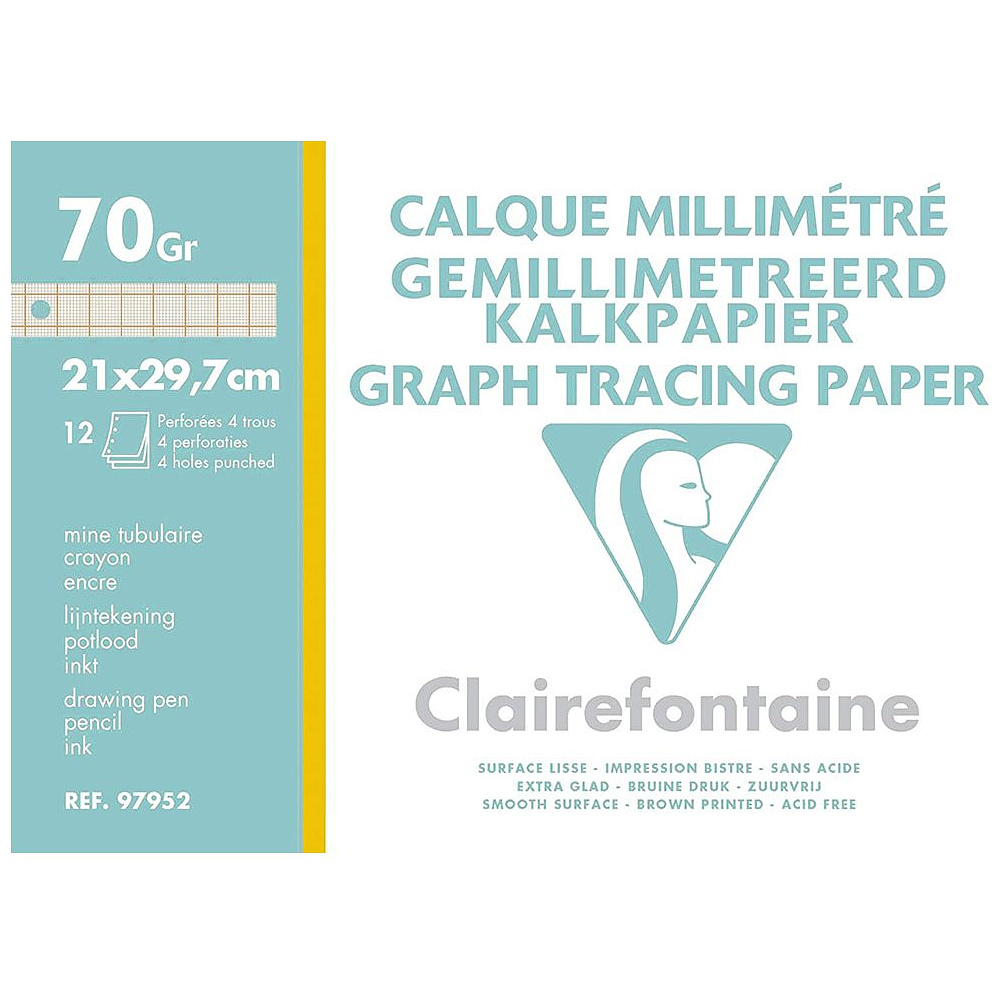 Калька миллиметровая "CF", А4, 70-75 г/м2, 12 листов