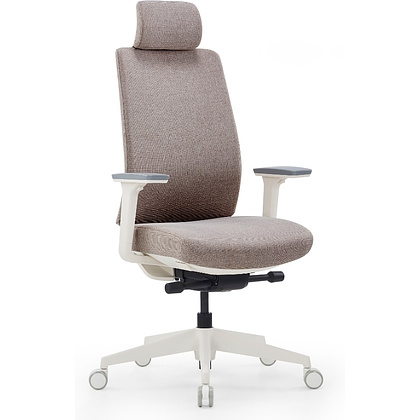 Кресло компьютерное SitZone CH-K55A-BS, ткань, бежевый, пластик, корпус белый