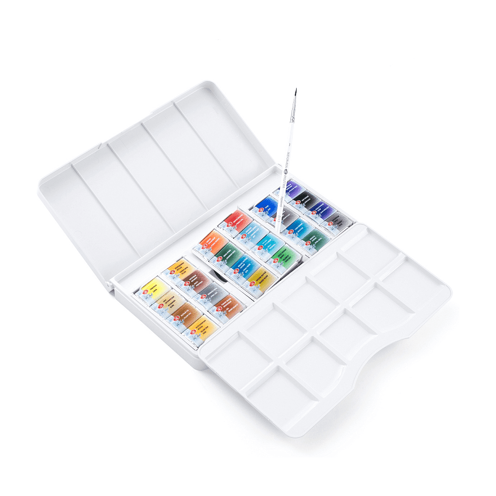 Краски акварельные "Белые ночи Путешествия", набор 24 цвета, кюветы - 3