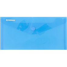 Папка-конверт на кнопке "Donau DL", dl, прозрачный синий