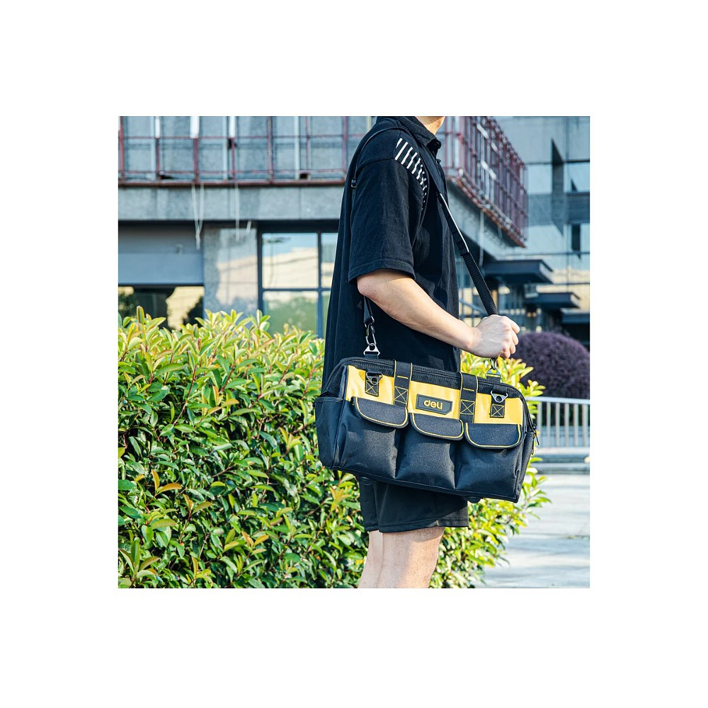 Сумка для инструментов Deli YS EDL430117, 400х200х270 мм, ткань Oxford, черный, желтый - 11