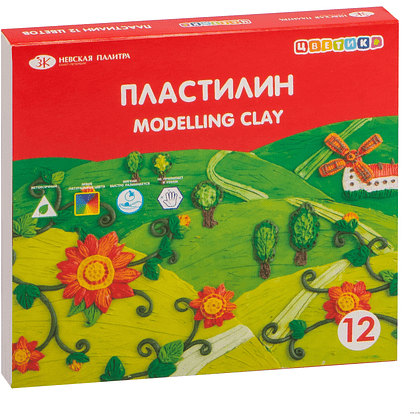 Пластилин "Цветик", 12 цветов