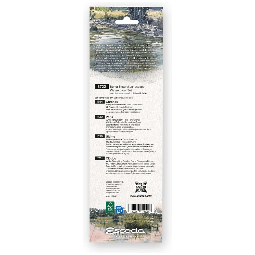 Набор кистей "Escoda. Natural landscape watercolor set", набор 4 шт - 2